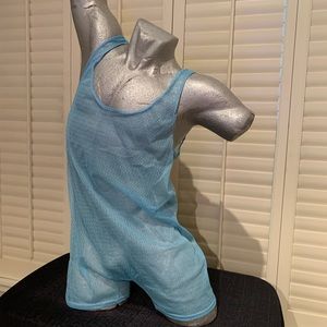 Lt Blue See-Thru -small loop net Tank Shorts 445C*